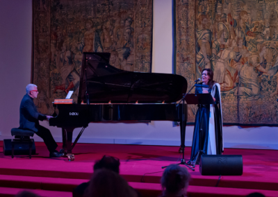 Dr. Cassio and M. Ugo Bonessi, performing Tagore songs in the transcription for voice and piano by Alain Daniélou. Fondazione Cini, Venice, October 2016.