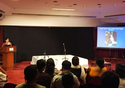 Dr. Cassio Francesca giving a lecture about Ustad Fahimuddin Dagar, Habitat Centre (New Delhi, 2015).